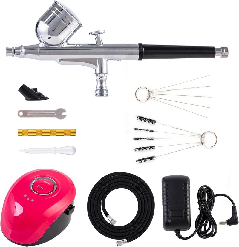 MDBTTOOLS Airbrush Kit with Compressor, 25 PSI, 0.3mm Nozzle, Air brush Gun Set for Nails Art, Cakes,Makeup, Painting, Cookie, Clothes, Paint, Cleaning Machine (ACK-BT19) - Image 1